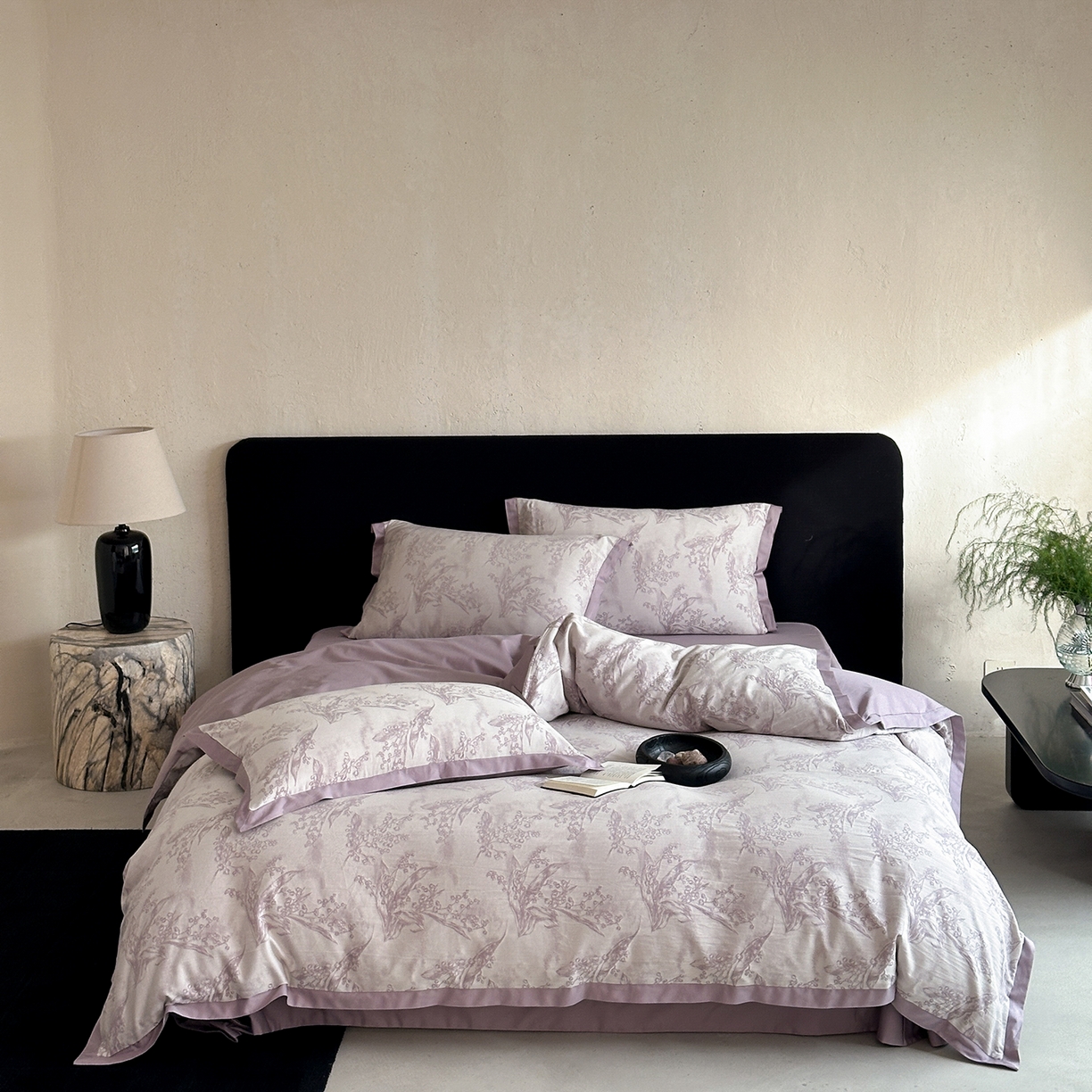 91家纺网 家纺一手货源 找家纺 太古汇家居 2026新款全棉水洗色织提花系列四件套-会员260/280 券后控价——券后不低于358（严格按照控价） 铃兰物语-紫色