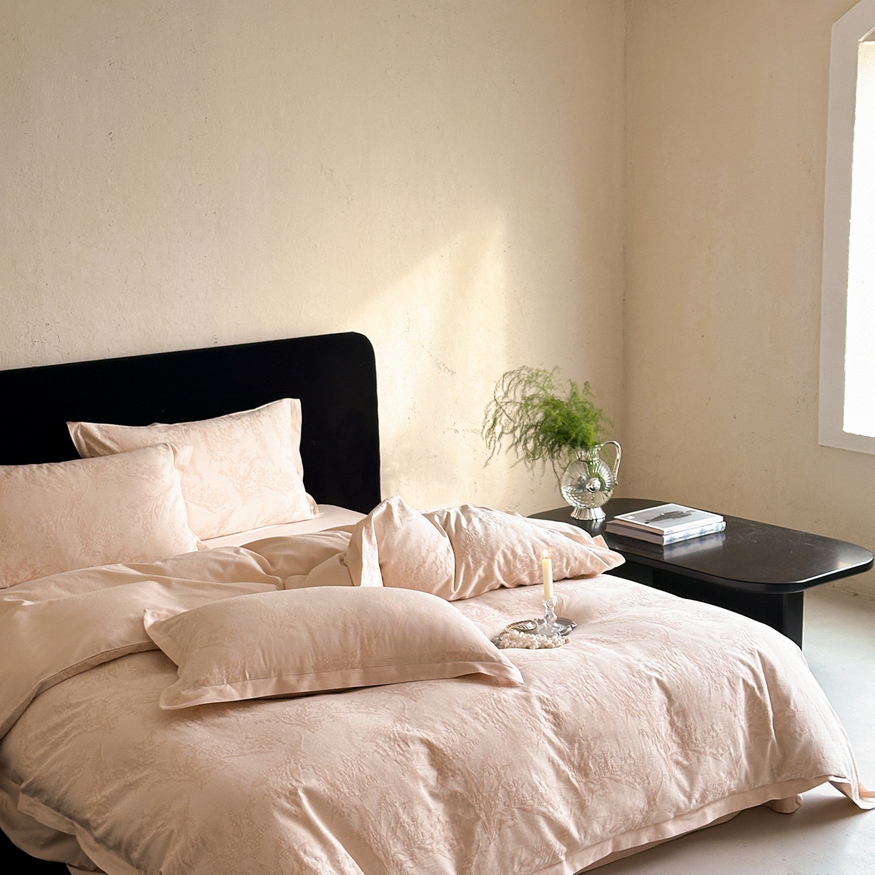 91家纺网 家纺一手货源 找家纺 太古汇家居 2026新款全棉水洗色织提花系列四件套-会员260/280 券后控价——券后不低于358（严格按照控价） 铃兰物语-粉色