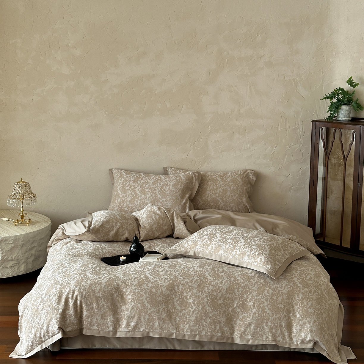 太古汇家居 2026新款全棉水洗色织提花系列四件套-会员260/280 券后控价——券后不低于358（严格按照控价） 逐梦之夏-香槟色