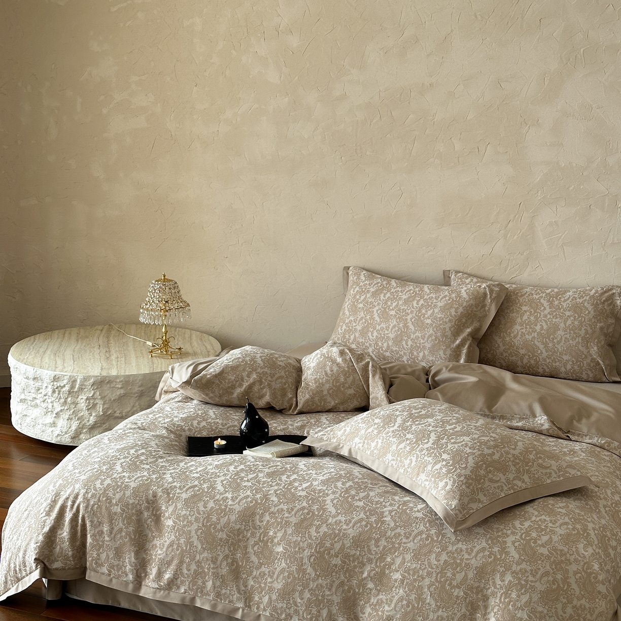 91家纺网 家纺一手货源 找家纺 太古汇家居 2026新款全棉水洗色织提花系列四件套-会员260/280 券后控价——券后不低于358（严格按照控价） 逐梦之夏-香槟色