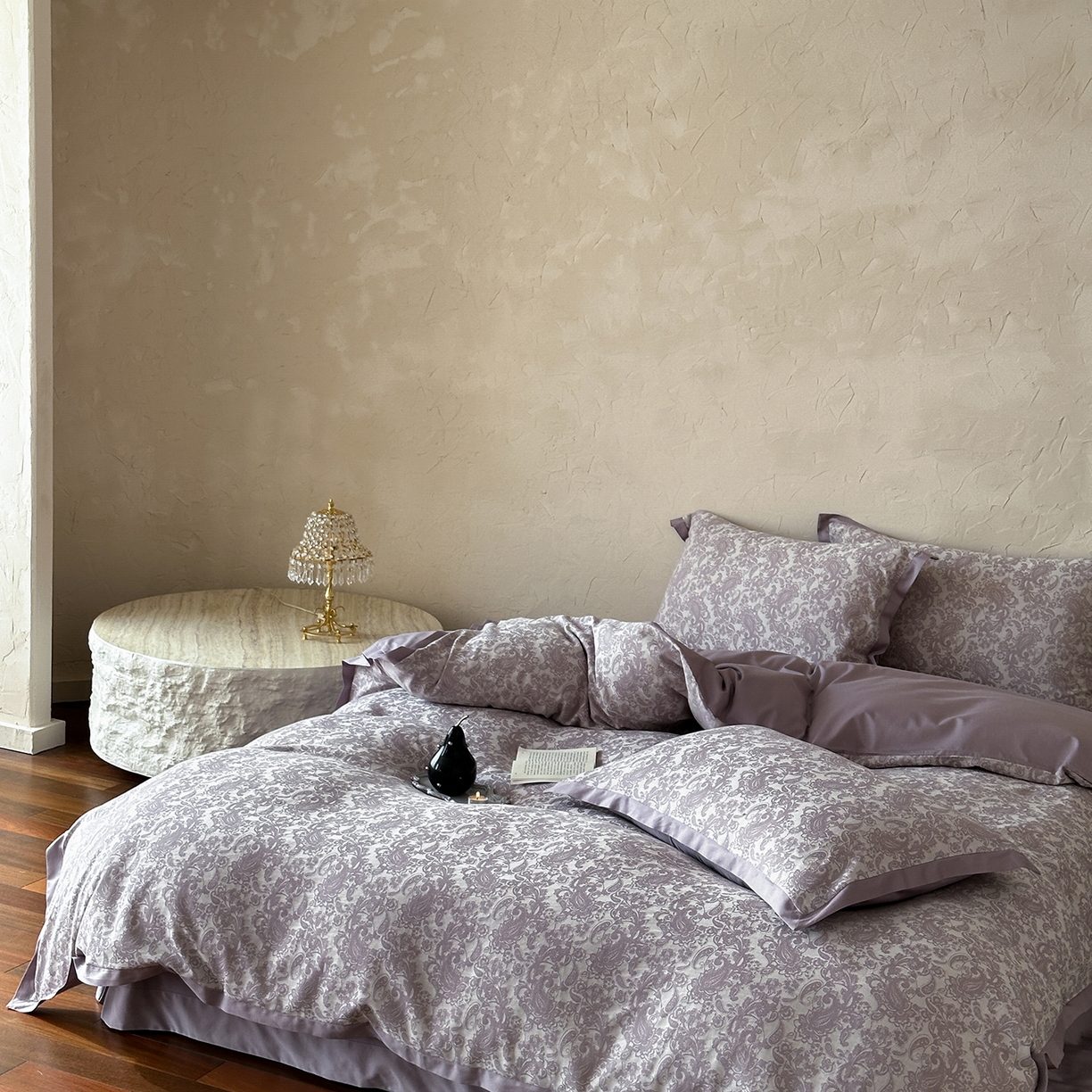 91家纺网 家纺一手货源 找家纺 太古汇家居 2026新款全棉水洗色织提花系列四件套-会员260/280 券后控价——券后不低于358（严格按照控价） 逐梦之夏-紫色