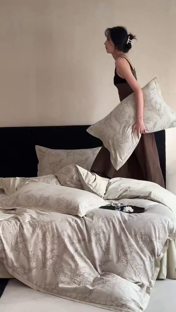 91家纺网 家纺一手货源 找家纺 太古汇家居 2026新款全棉水洗色织提花系列四件套-会员260/280 券后控价——券后不低于358（严格按照控价） 铃兰物语-绿色