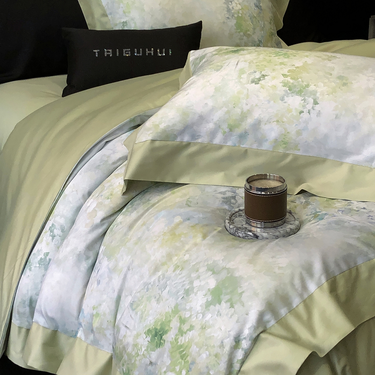 91家纺网 家纺一手货源 找家纺 太古汇家居 2026新款高支高密长绒棉专版数码印花四件套-会员260/280 券后控价——券后不低于348（严格按照控价） 沁园花语-绿色