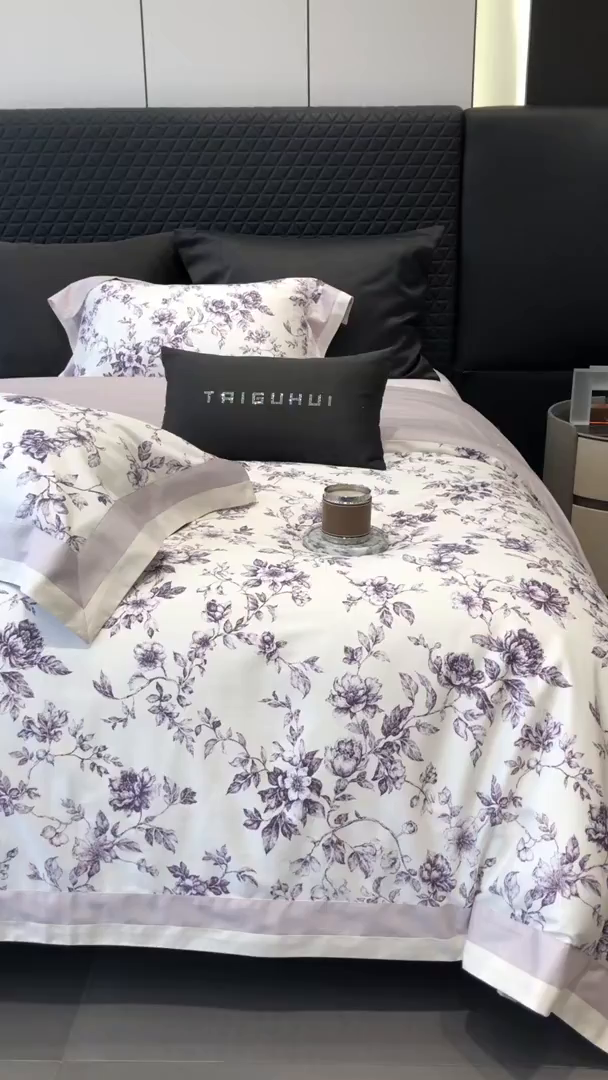 91家纺网 家纺一手货源 找家纺 太古汇家居 2026新款高支高密长绒棉专版数码印花四件套-会员260/280 券后控价——券后不低于348（严格按照控价） 艾德琳-紫色