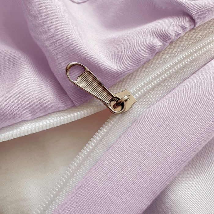 91家纺网 家纺一手货源 找家纺 易禾家纺 2026新款韩版卡通可爱风水洗棉毛巾绣四件套系列（专版花型） 大耳兔-浅紫