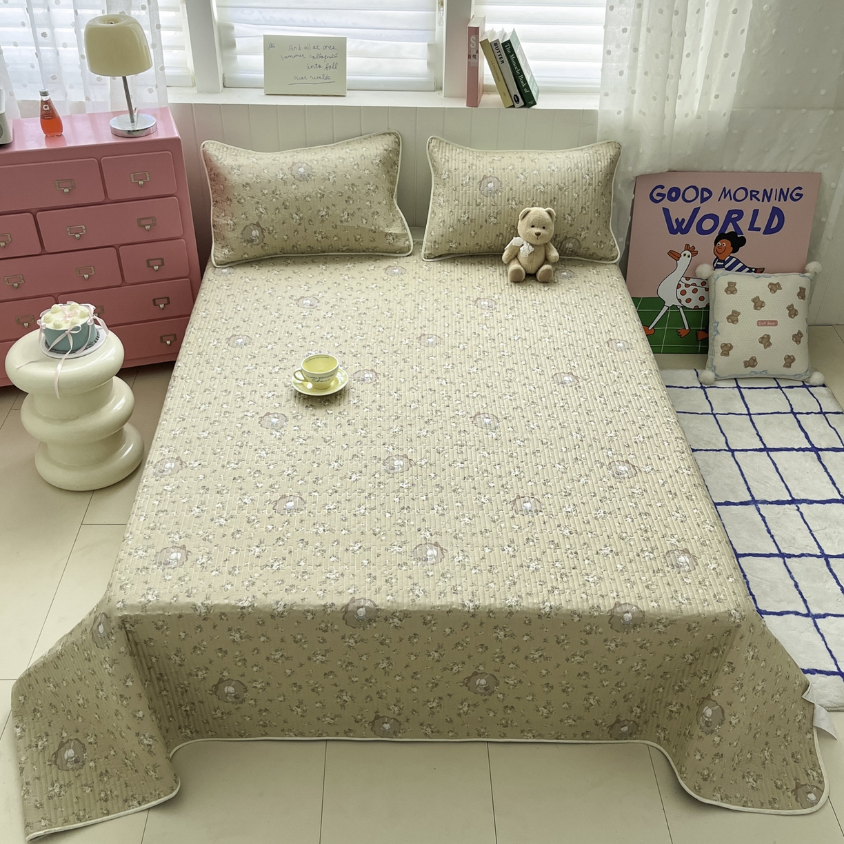 91家纺网 家纺一手货源 找家纺 （总）菲梵家纺 2026新款全棉床盖小清新夹棉床护垫