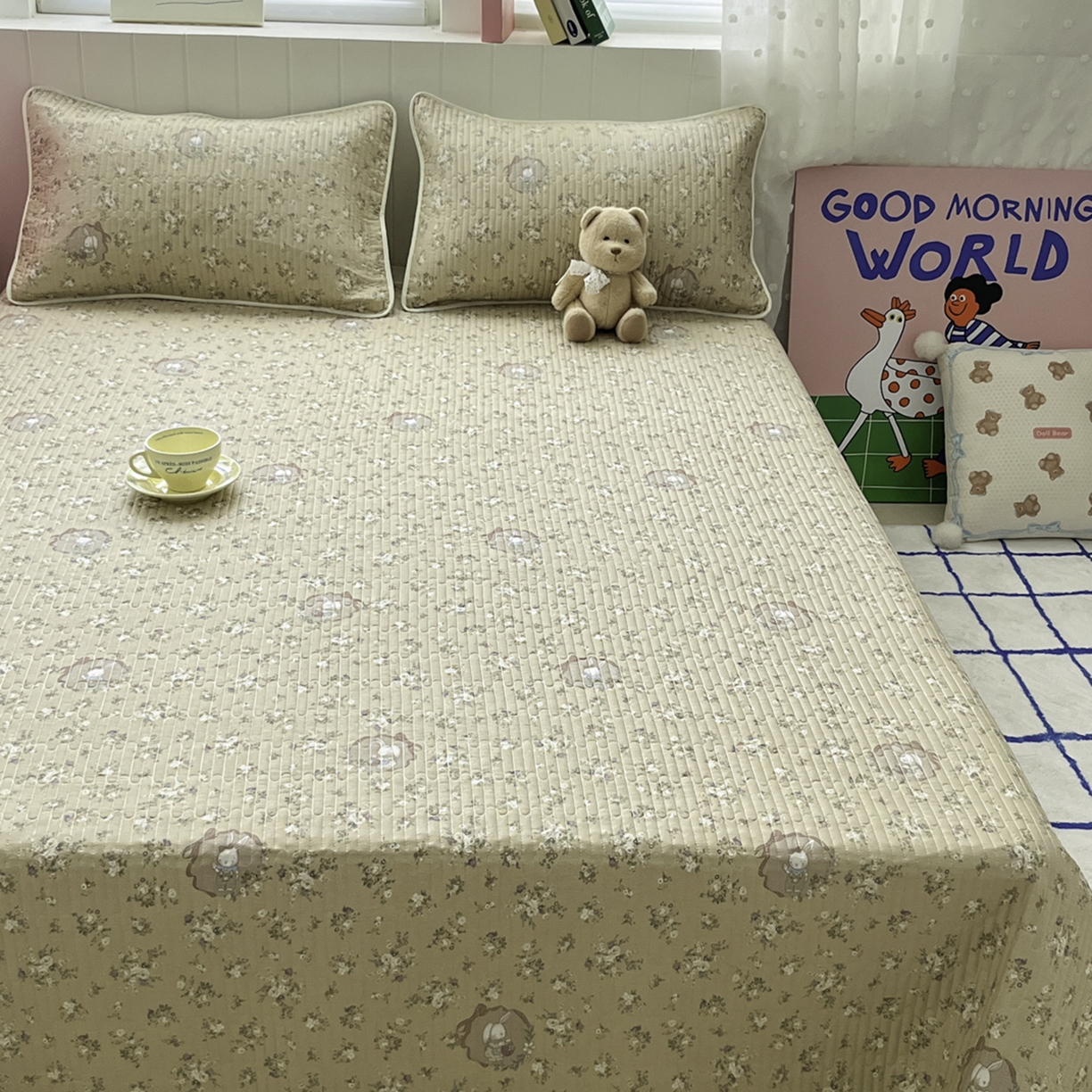 91家纺网 家纺一手货源 找家纺 （总）菲梵家纺 2026新款全棉床盖小清新夹棉床护垫