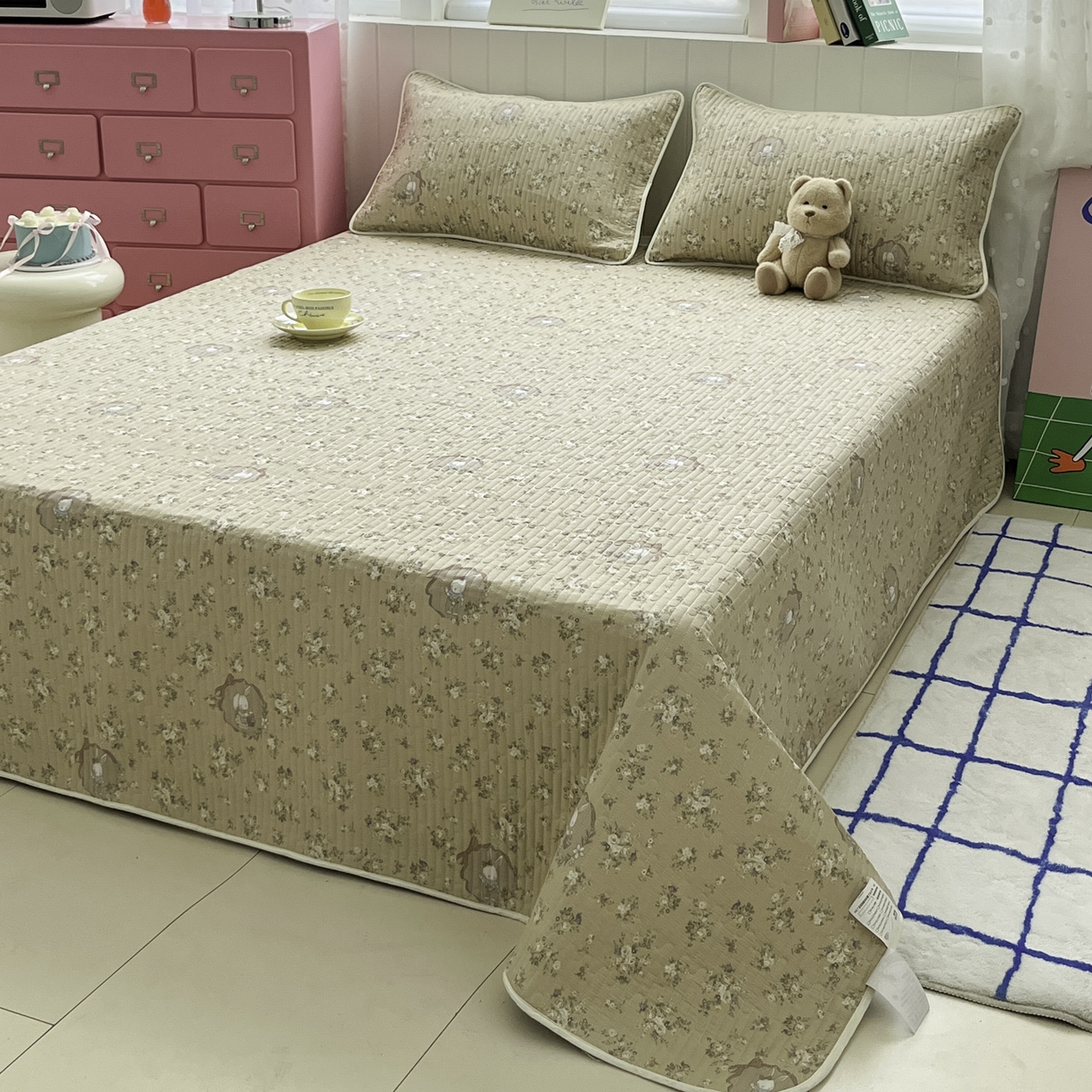 91家纺网 家纺一手货源 找家纺 （总）菲梵家纺 2026新款全棉床盖小清新夹棉床护垫