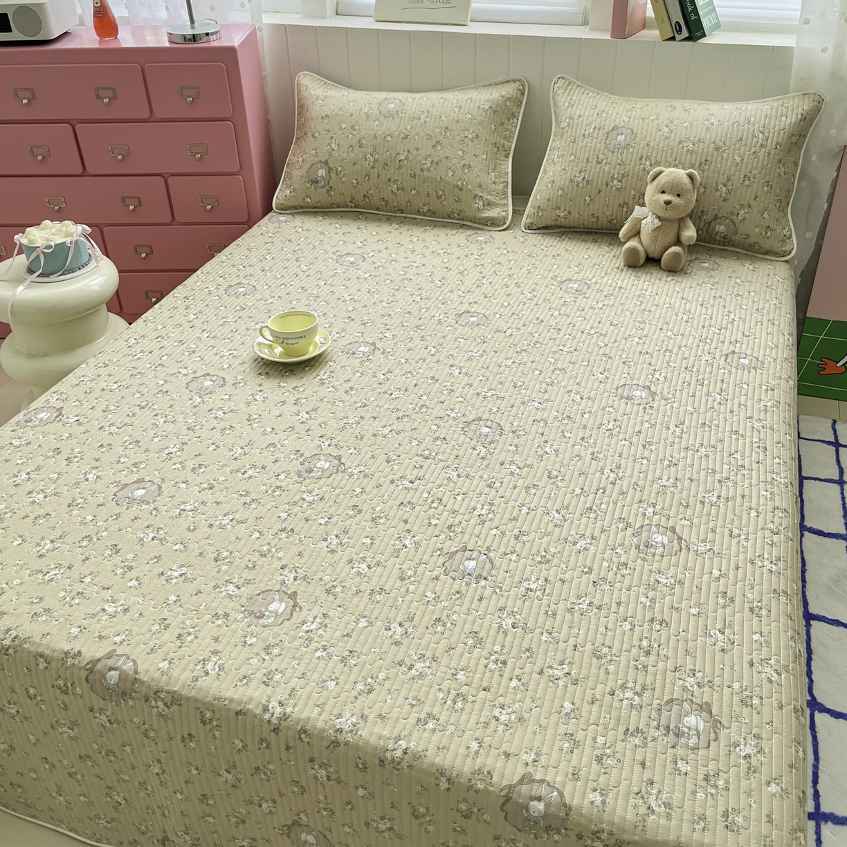 91家纺网 家纺一手货源 找家纺 （总）菲梵家纺 2026新款全棉床盖小清新夹棉床护垫