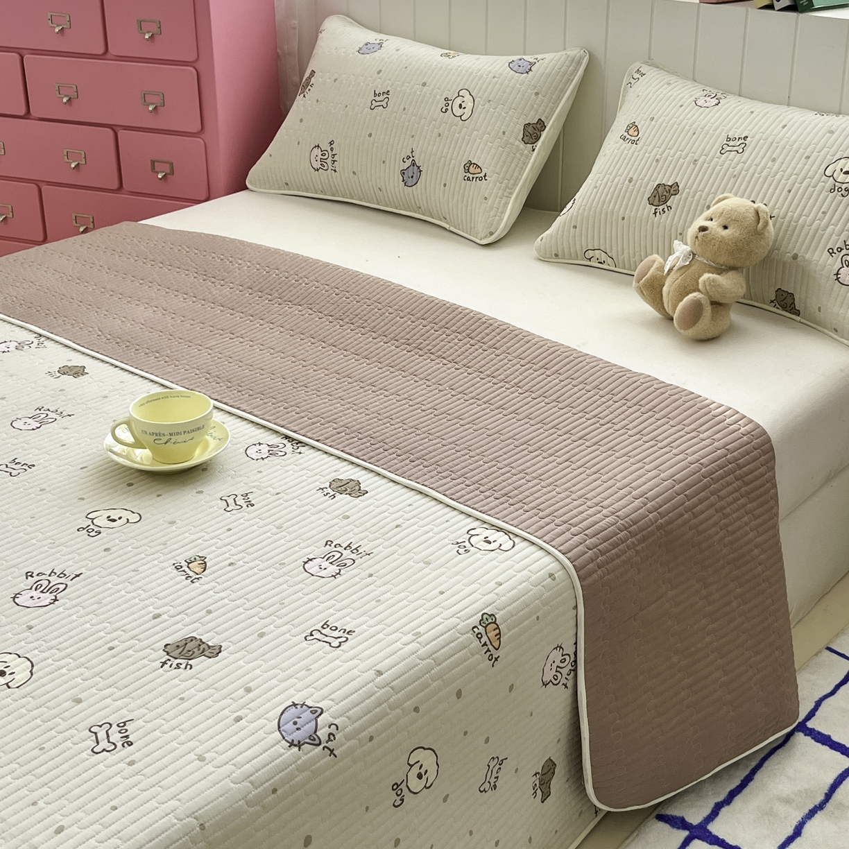 91家纺网 家纺一手货源 找家纺 （总）菲梵家纺 2026新款全棉床盖小清新夹棉床护垫