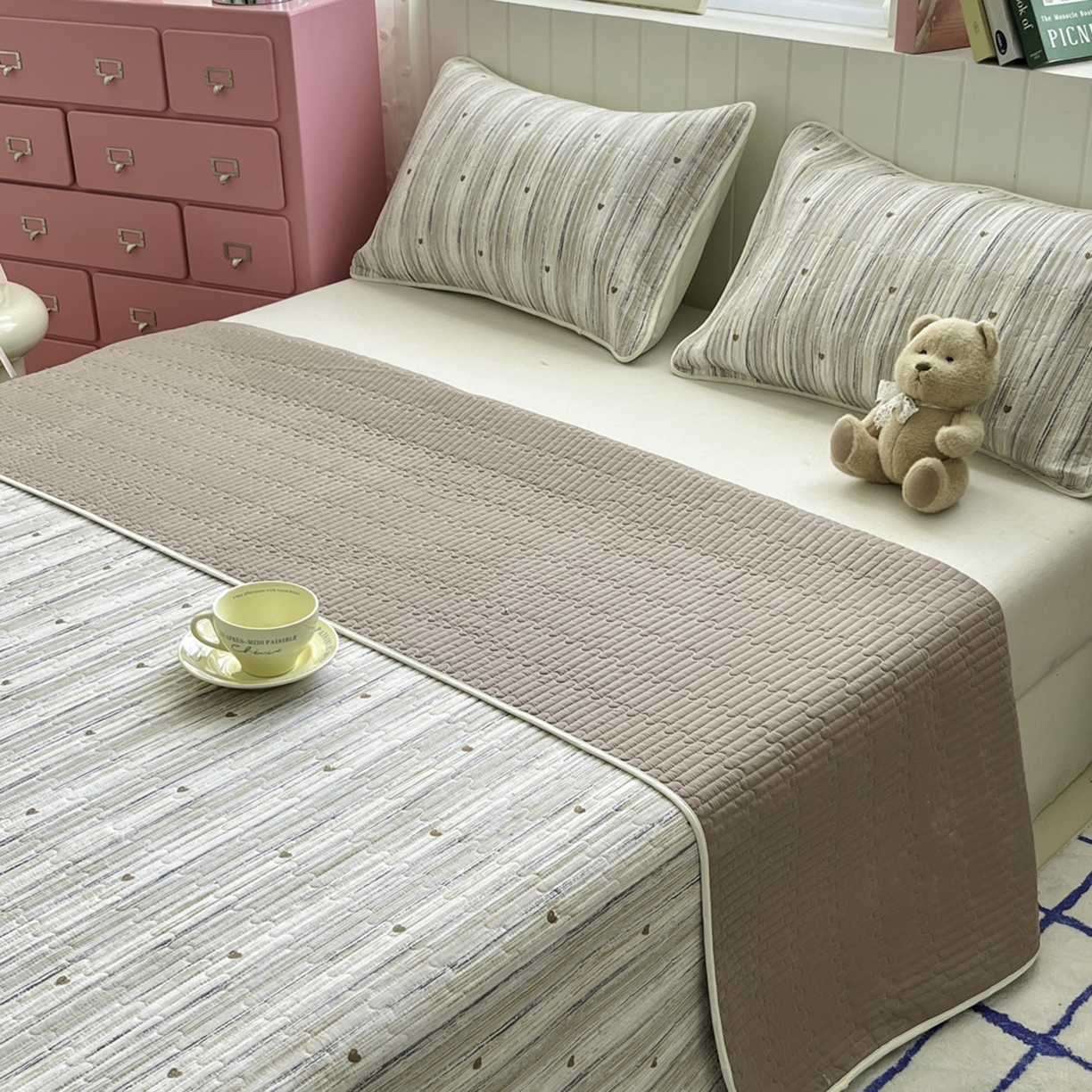 91家纺网 家纺一手货源 找家纺 （总）菲梵家纺 2026新款全棉床盖小清新夹棉床护垫