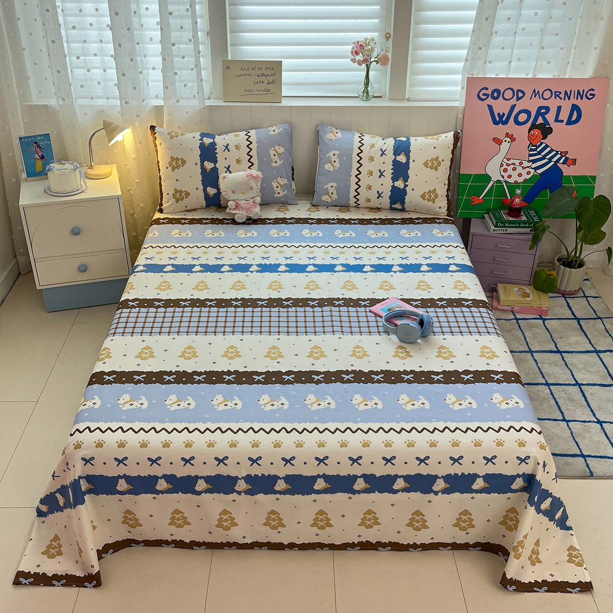 （总）桃子家居 2026新款纯棉全棉单品印花卡通可爱少女床单床笠枕套系列