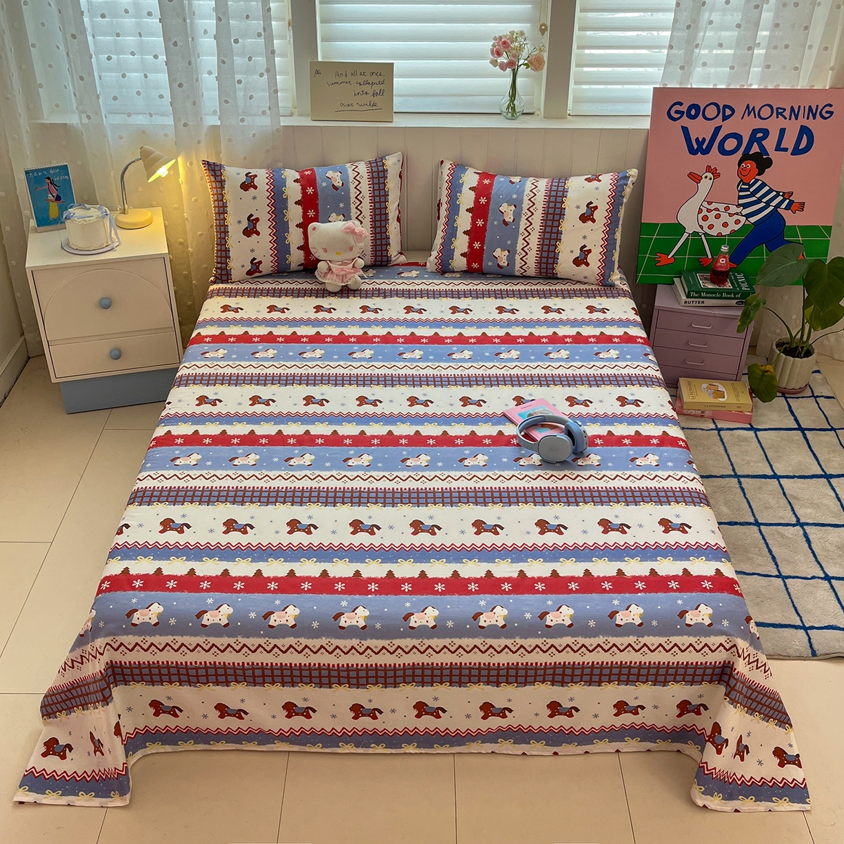 91家纺网 家纺一手货源 找家纺 （总）桃子家居 2026新款纯棉全棉单品印花卡通可爱少女床单床笠枕套系列