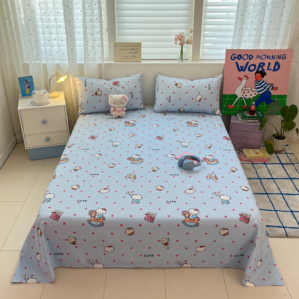 91家纺网 家纺一手货源 找家纺 （总）桃子家居 2026新款纯棉全棉单品印花卡通可爱少女床单床笠枕套系列