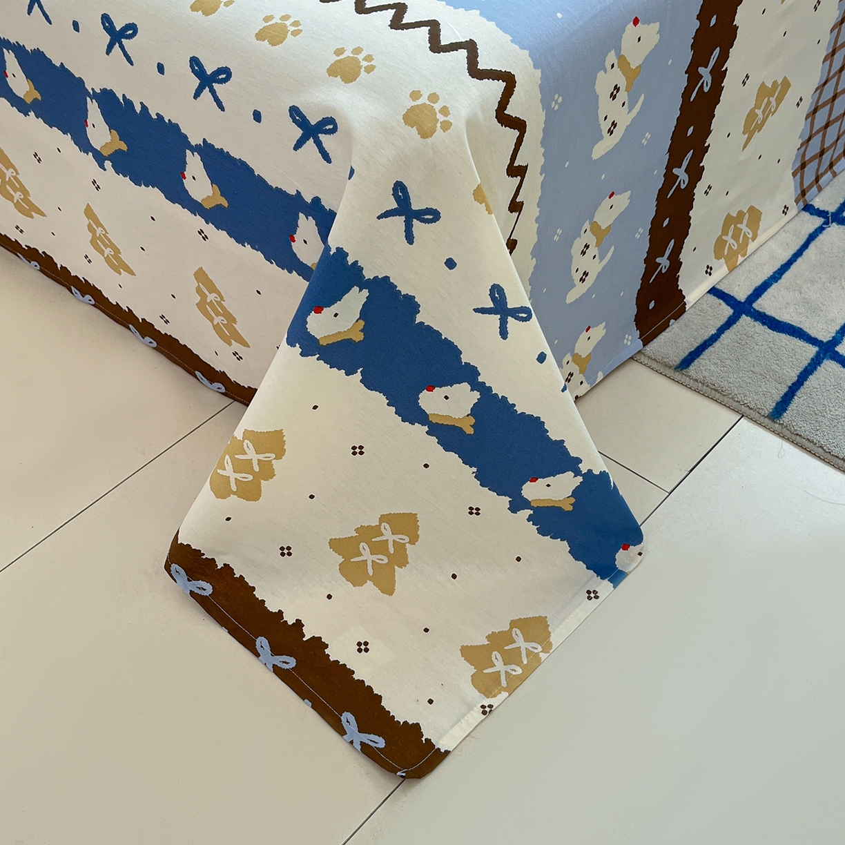 91家纺网 家纺一手货源 找家纺 桃子家居 2026新款纯棉全棉单品印花卡通可爱少女床单床笠枕套系列 棉单品-波西费尔岛小狗