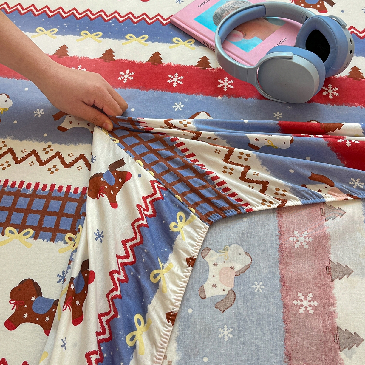 91家纺网 家纺一手货源 找家纺 桃子家居 2026新款纯棉全棉单品印花卡通可爱少女床单床笠枕套系列 棉单品-蓝甜小马