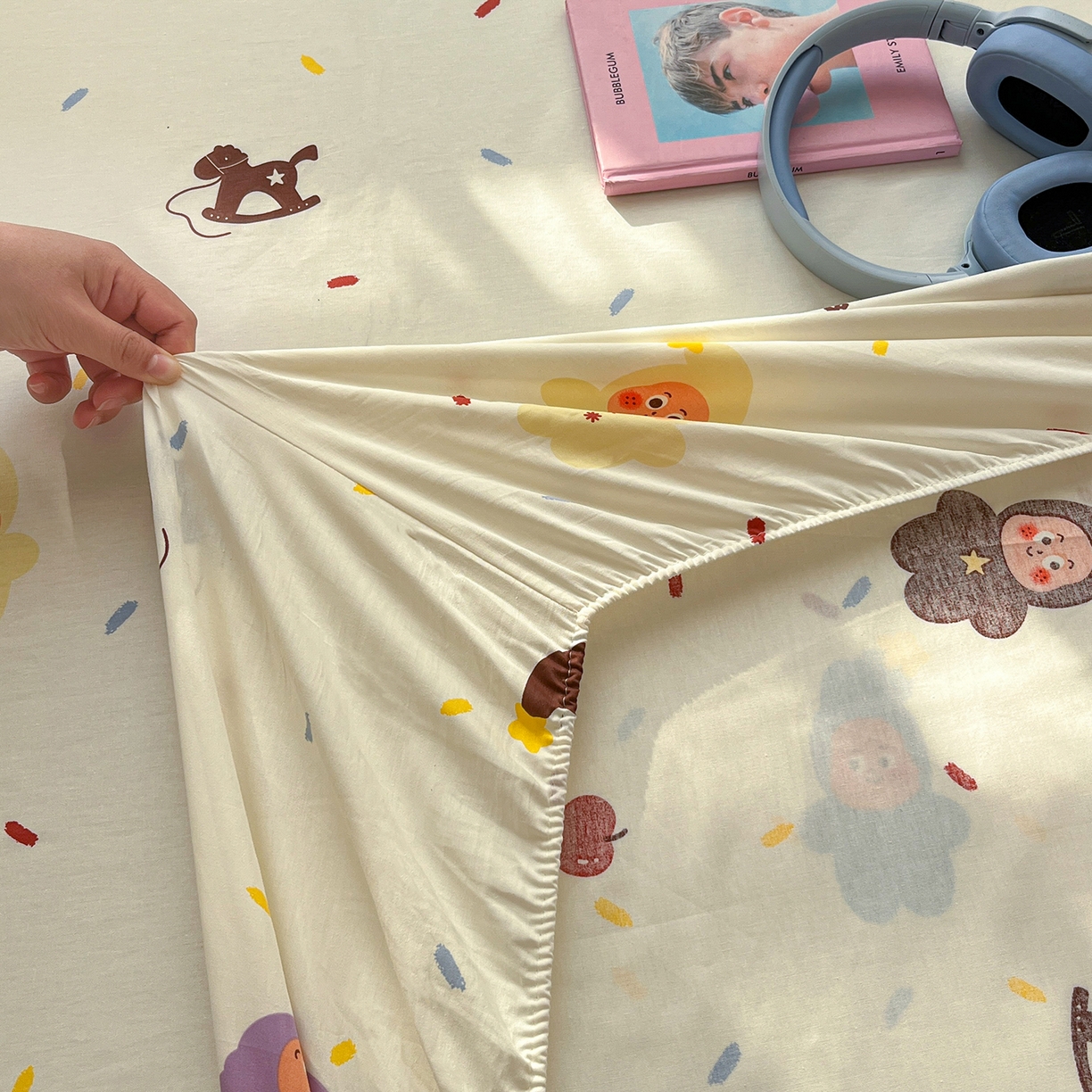 91家纺网 家纺一手货源 找家纺 桃子家居 2026新款纯棉全棉单品印花卡通可爱少女床单床笠枕套系列 棉单品-七彩星星