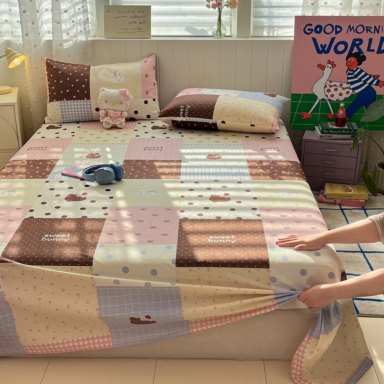 91家纺网 家纺一手货源 找家纺 桃子家居 2026新款纯棉全棉单品印花卡通可爱少女床单床笠枕套系列 棉单品-甜心可可