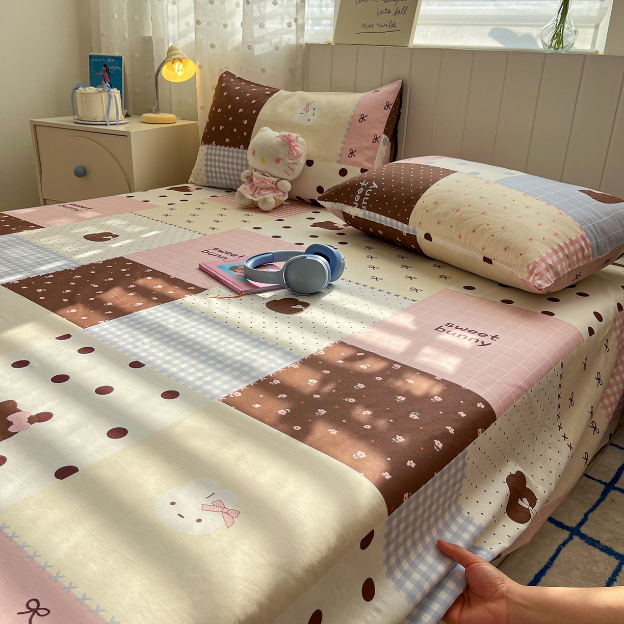 91家纺网 家纺一手货源 找家纺 桃子家居 2026新款纯棉全棉单品印花卡通可爱少女床单床笠枕套系列 棉单品-甜心可可