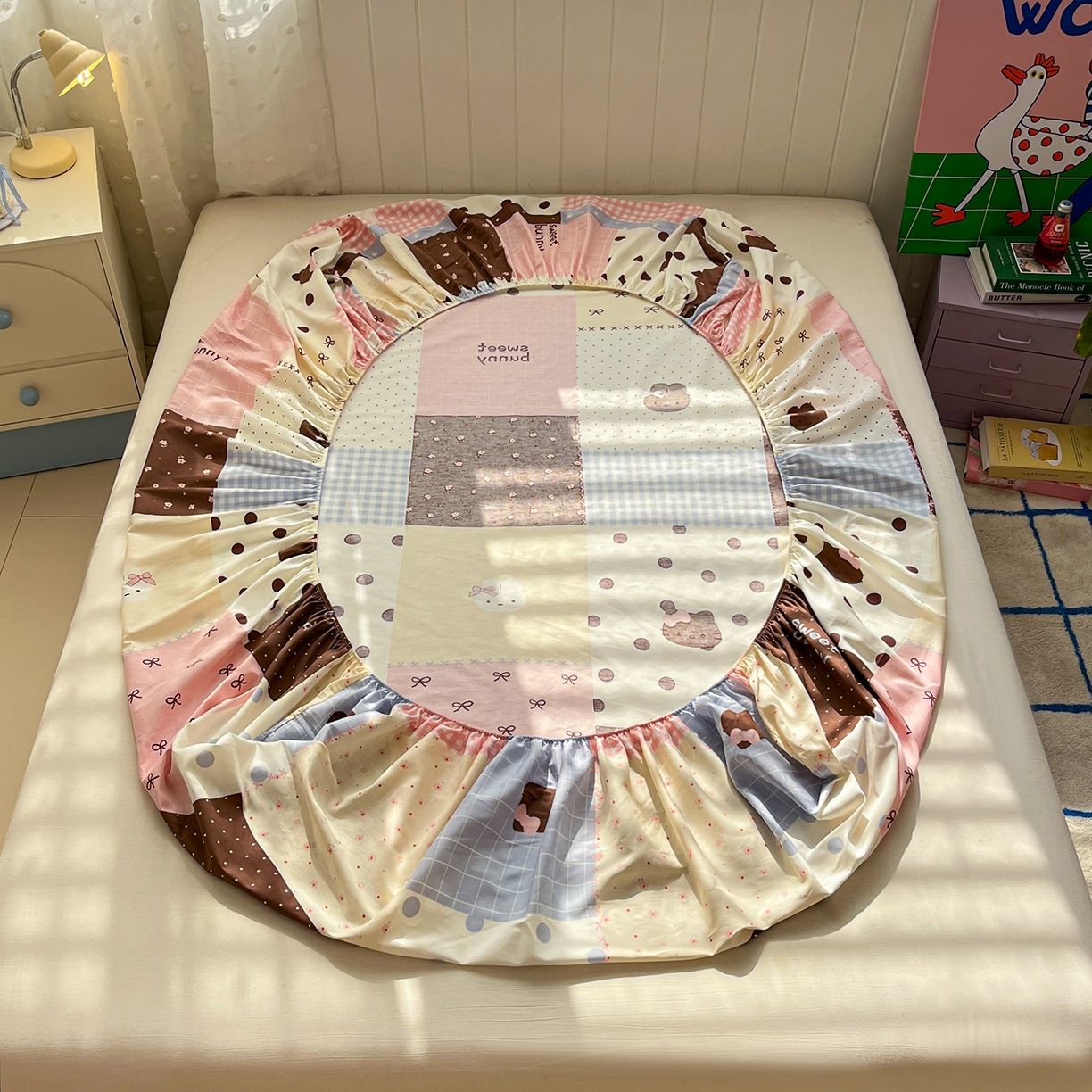 91家纺网 家纺一手货源 找家纺 桃子家居 2026新款纯棉全棉单品印花卡通可爱少女床单床笠枕套系列 棉单品-甜心可可