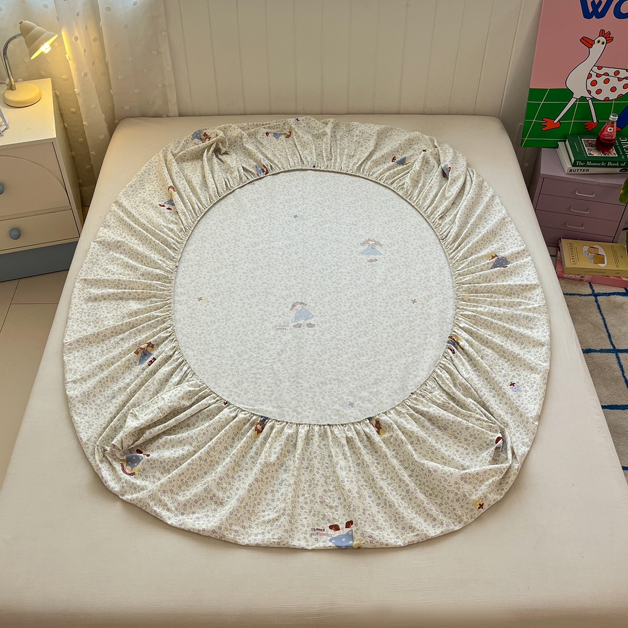 91家纺网 家纺一手货源 找家纺 桃子家居 2026新款纯棉全棉单品印花卡通可爱少女床单床笠枕套系列 棉单品-紫花女孩