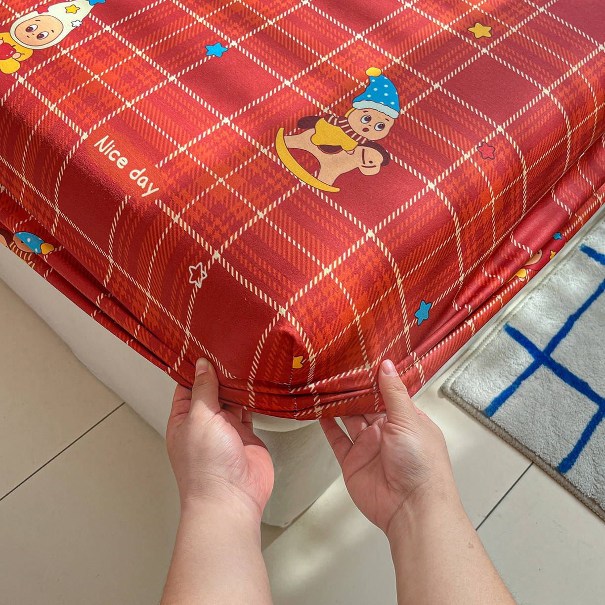 91家纺网 家纺一手货源 找家纺 桃子家居 2026新款纯棉全棉单品印花卡通可爱少女床单床笠枕套系列 棉单品-棕糖星星