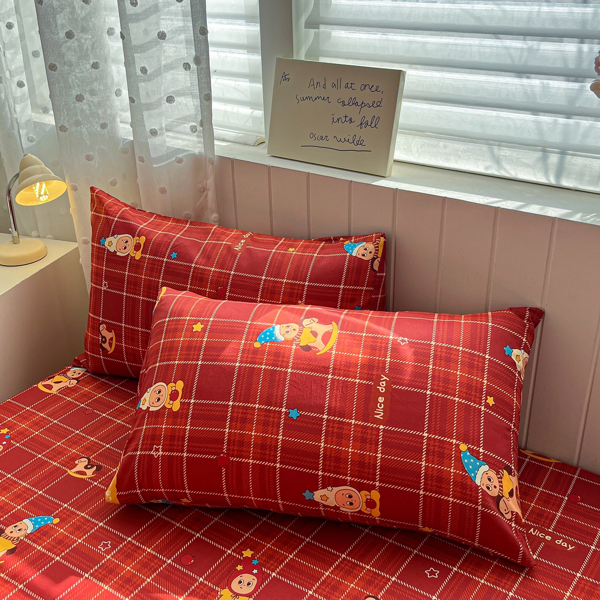 91家纺网 家纺一手货源 找家纺 桃子家居 2026新款纯棉全棉单品印花卡通可爱少女床单床笠枕套系列 棉单品-棕糖星星