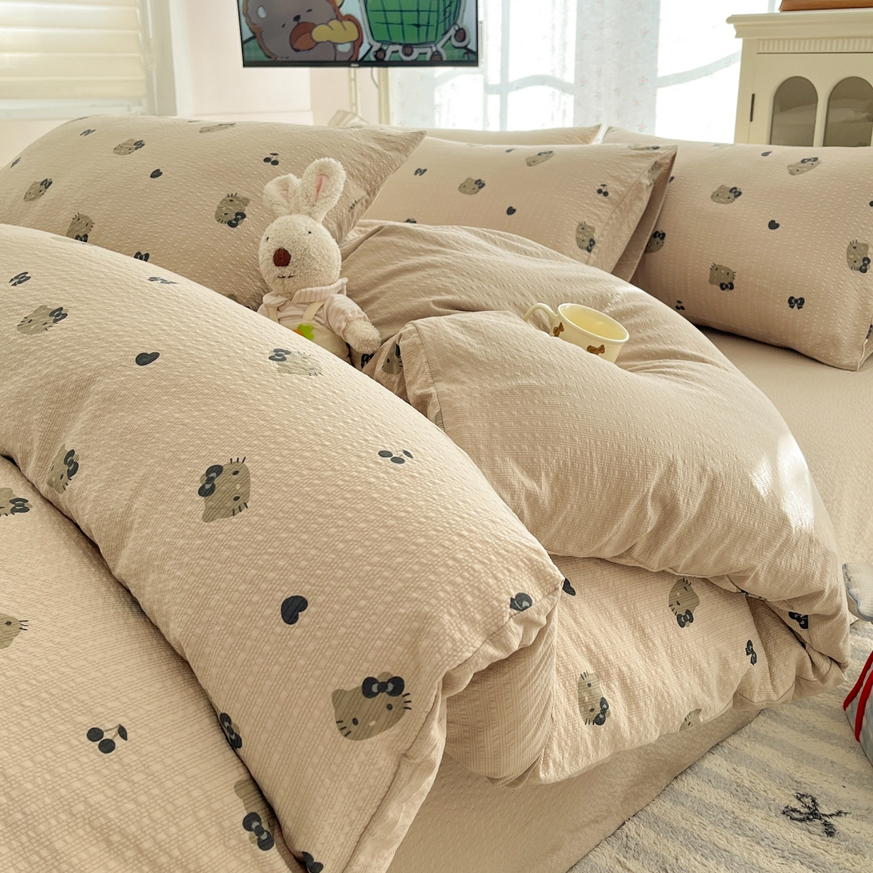 91家纺网 家纺一手货源 找家纺 （总）玉海棠家纺 2026新款直播爆款高品质高克重泡泡纱泡芙纱四件套