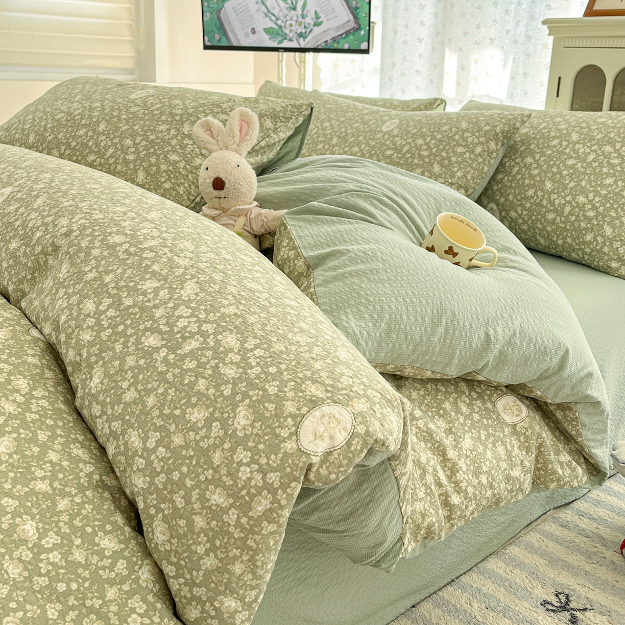 91家纺网 家纺一手货源 找家纺 （总）玉海棠家纺 2026新款直播爆款高品质高克重泡泡纱泡芙纱四件套