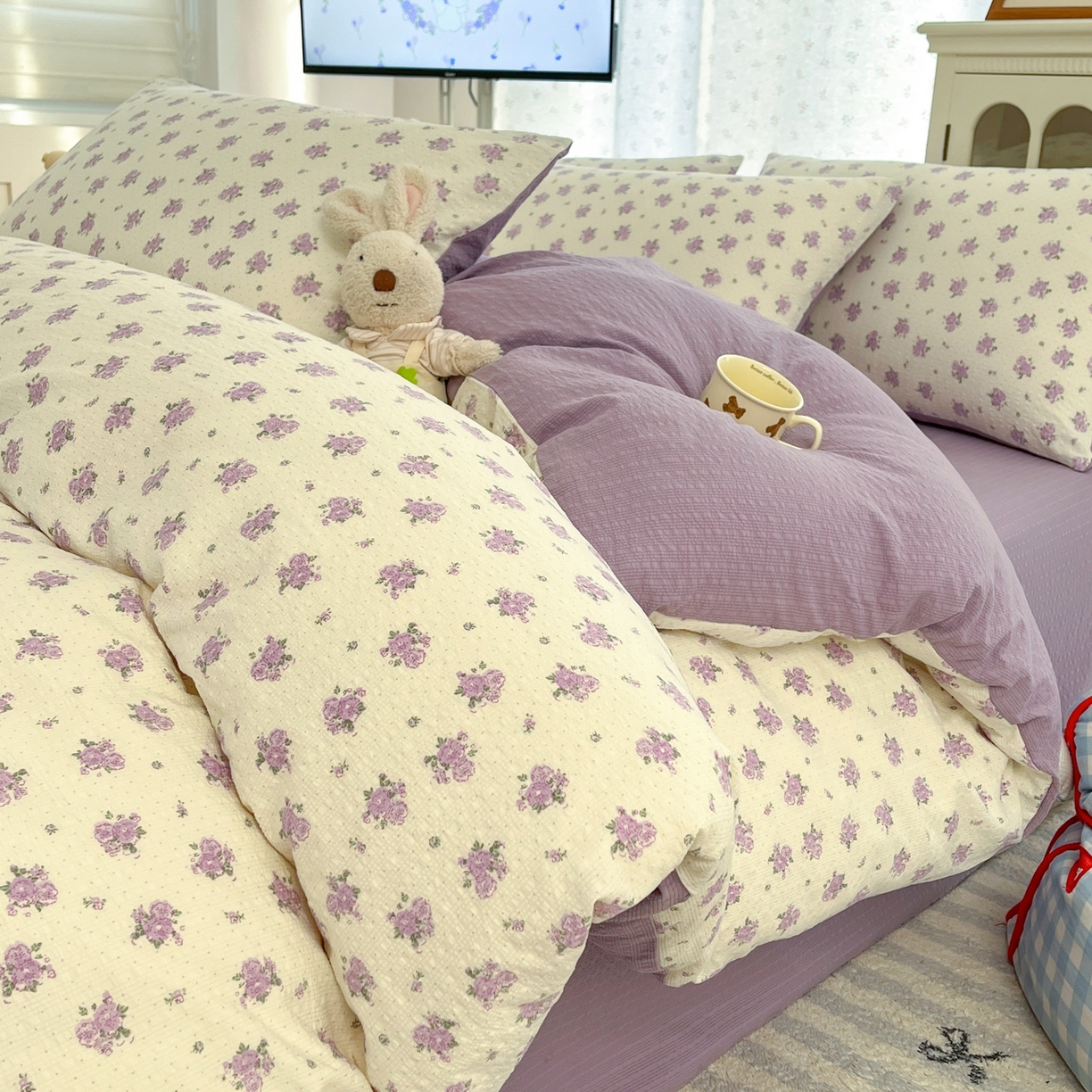 91家纺网 家纺一手货源 找家纺 （总）玉海棠家纺 2026新款直播爆款高品质高克重泡泡纱泡芙纱四件套