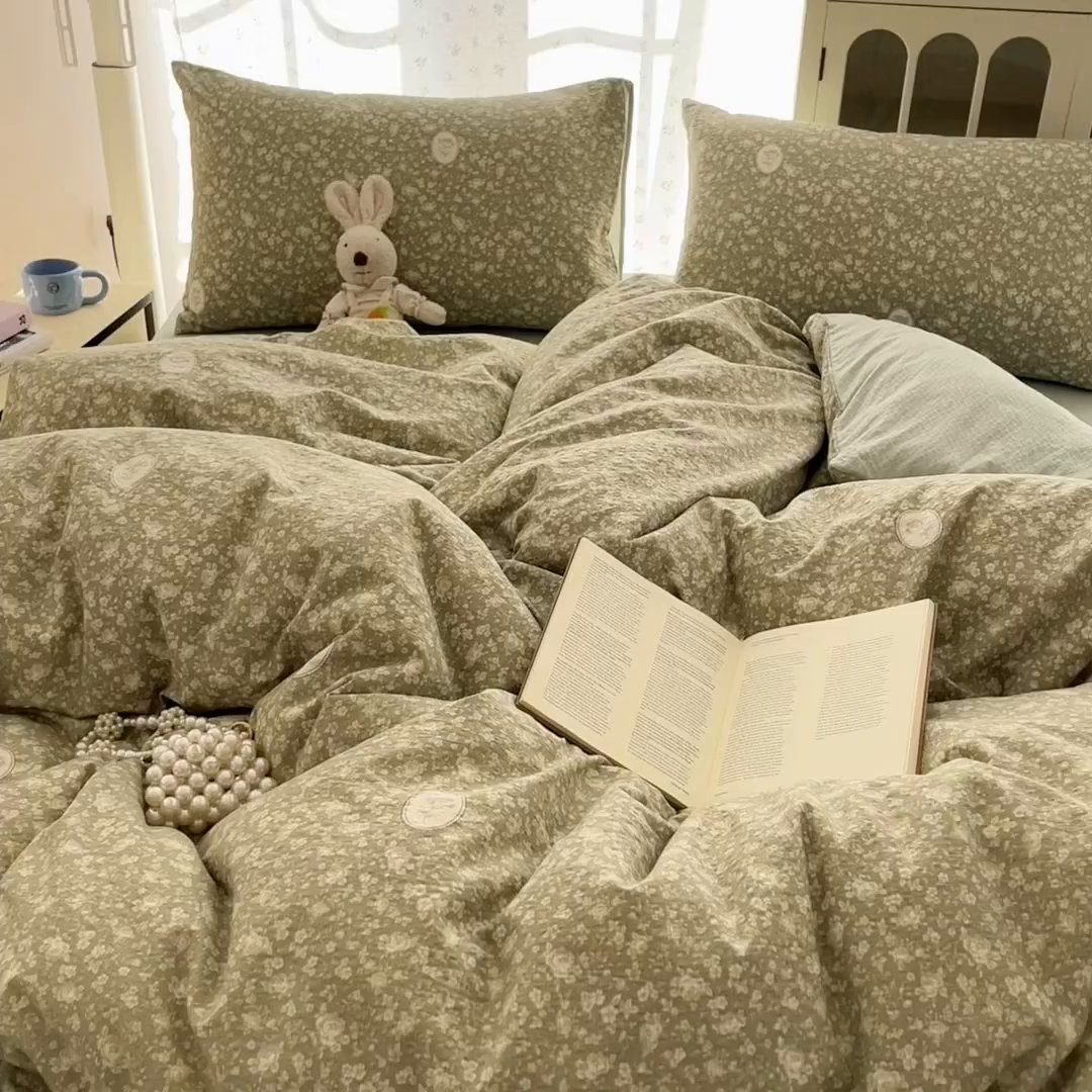 91家纺网 家纺一手货源 找家纺 玉海棠家纺 2026新款直播爆款高品质高克重泡泡纱泡芙纱四件套 玫瑰庄园