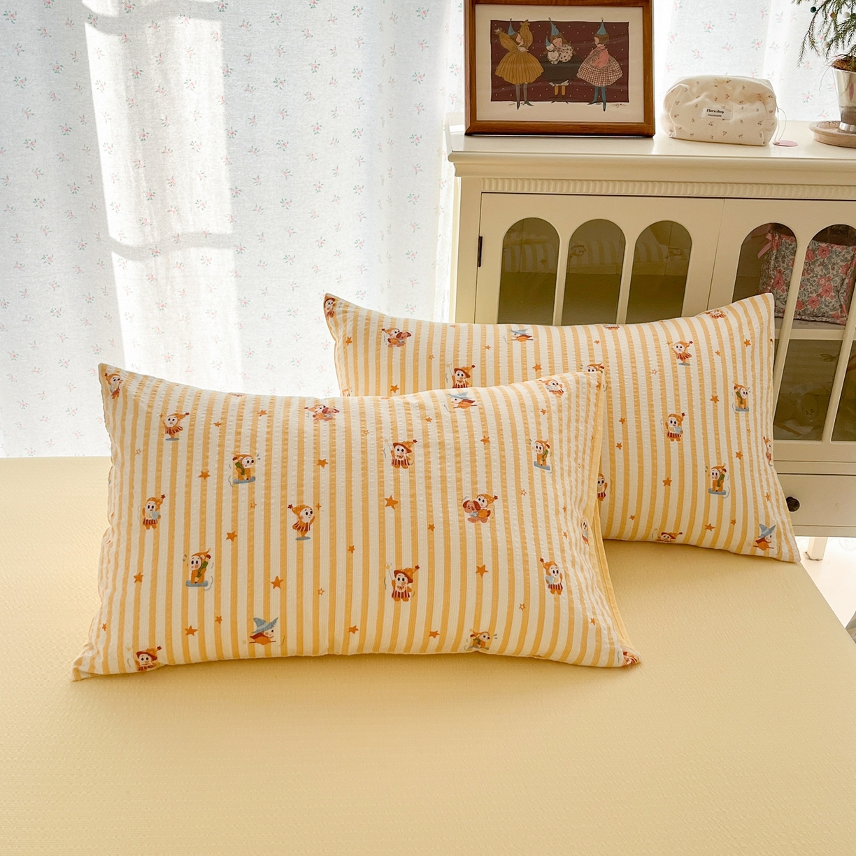 91家纺网 家纺一手货源 找家纺 玉海棠家纺 2026新款直播爆款高品质高克重泡泡纱泡芙纱四件套 魔法星星