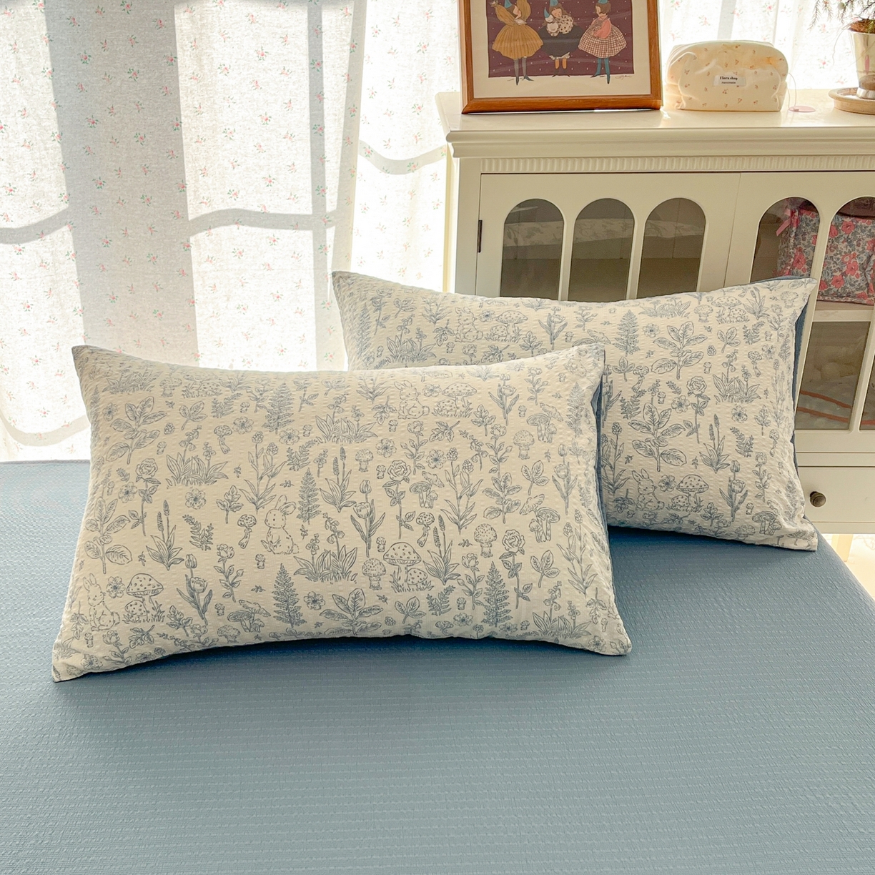 91家纺网 家纺一手货源 找家纺 玉海棠家纺 2026新款直播爆款高品质高克重泡泡纱泡芙纱四件套 浅陌