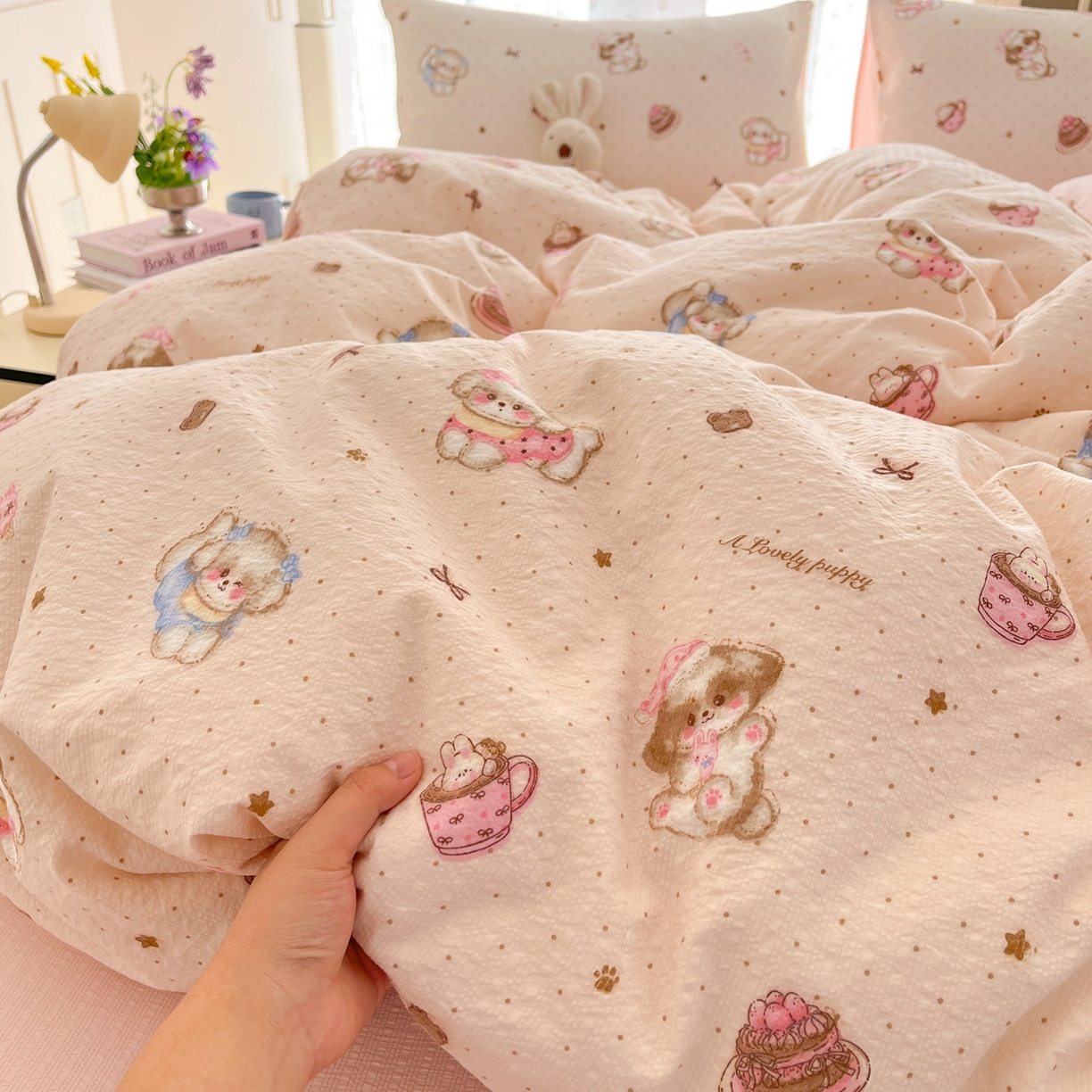 91家纺网 家纺一手货源 找家纺 玉海棠家纺 2026新款直播爆款高品质高克重泡泡纱泡芙纱四件套 我的宝贝