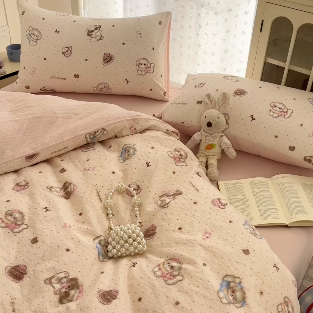 91家纺网 家纺一手货源 找家纺 玉海棠家纺 2026新款直播爆款高品质高克重泡泡纱泡芙纱四件套 我的宝贝