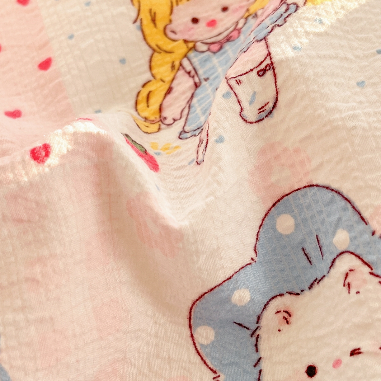 91家纺网 家纺一手货源 找家纺 玉海棠家纺 2026新款直播爆款高品质高克重泡泡纱泡芙纱四件套 小公主