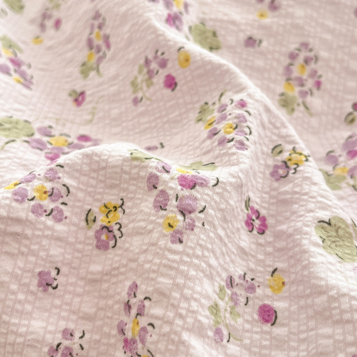 91家纺网 家纺一手货源 找家纺 玉海棠家纺 2026新款直播爆款高品质高克重泡泡纱泡芙纱四件套 小葡萄