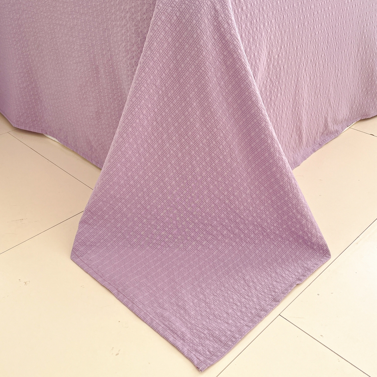 91家纺网 家纺一手货源 找家纺 玉海棠家纺 2026新款直播爆款高品质高克重泡泡纱泡芙纱四件套 紫豹纹