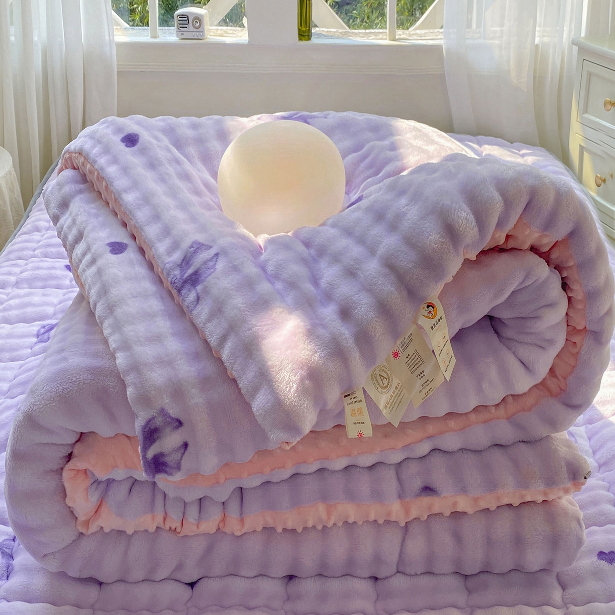 91家纺网 家纺一手货源 找家纺 犇牛仓储供应链 2026新款A类牛奶绒豆豆绒泡泡印花冬被 被子被芯 罗曼情节【兔兔绒豆豆被】