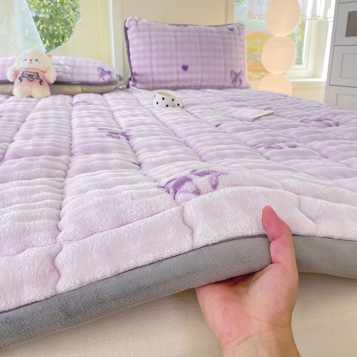 91家纺网 家纺一手货源 找家纺 犇牛仓储供应链 2026新款A类牛奶绒豆豆绒泡泡印花冬被 被子被芯 罗曼情节【兔兔绒豆豆被】