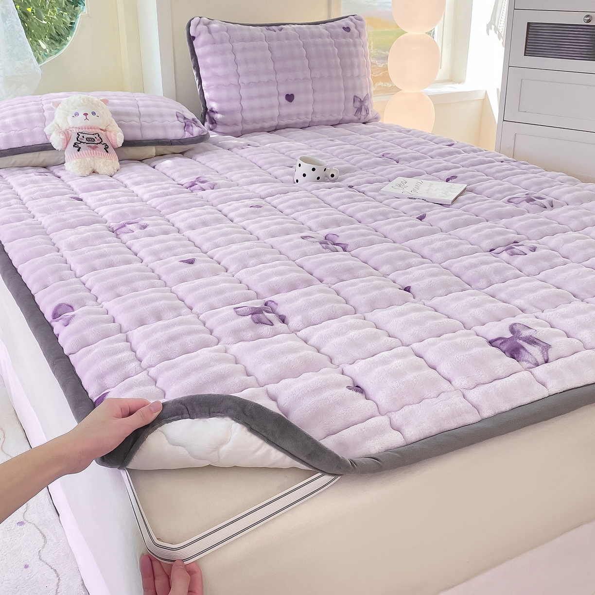 91家纺网 家纺一手货源 找家纺 犇牛仓储供应链 2026新款A类牛奶绒豆豆绒泡泡印花冬被 被子被芯 罗曼情节【兔兔绒豆豆被】