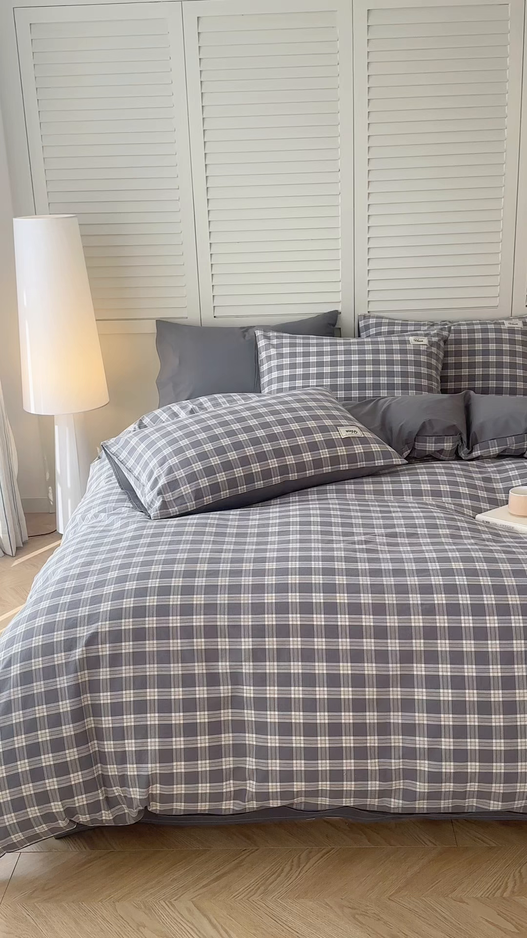 91家纺网 家纺一手货源 找家纺 木子家纺 2026春夏新款色织全棉纯棉四件套 麦田-灰