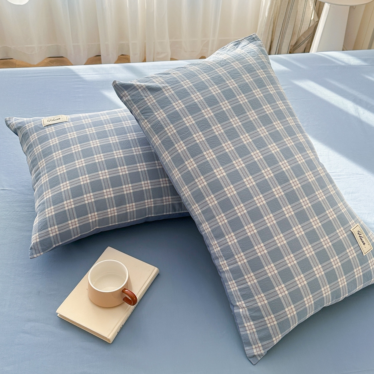 91家纺网 家纺一手货源 找家纺 木子家纺 2026春夏新款色织全棉纯棉四件套 麦田-蓝