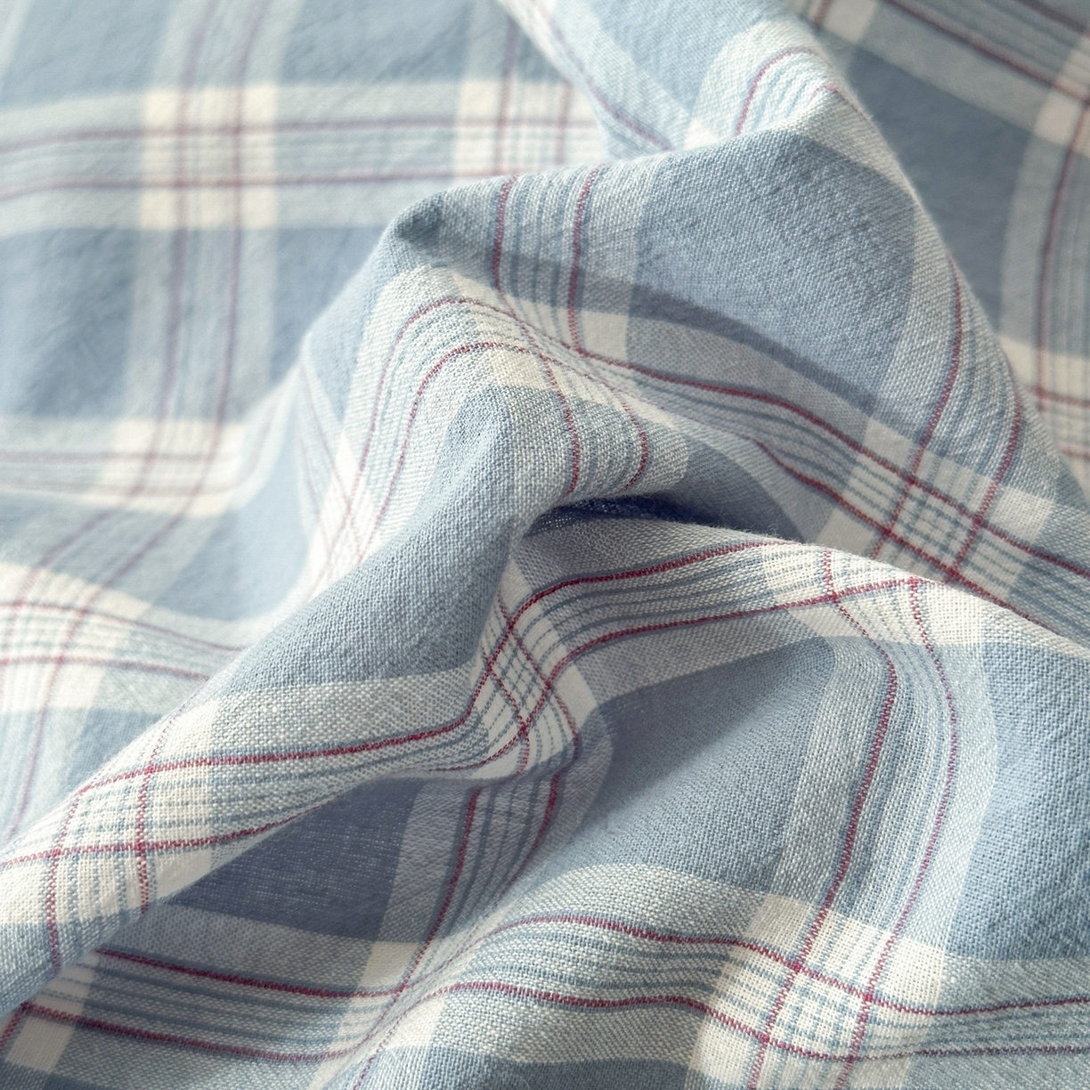 91家纺网 家纺一手货源 找家纺 木子家纺 2026春夏新款色织全棉纯棉四件套 麦田-蓝