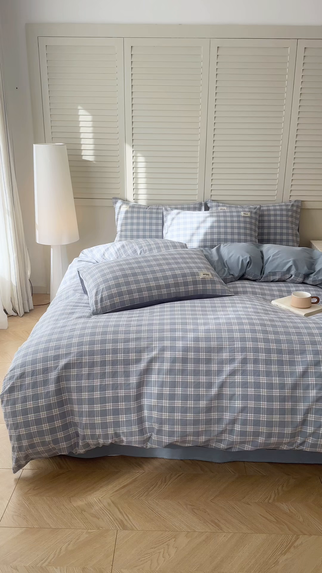 91家纺网 家纺一手货源 找家纺 木子家纺 2026春夏新款色织全棉纯棉四件套 麦田-蓝