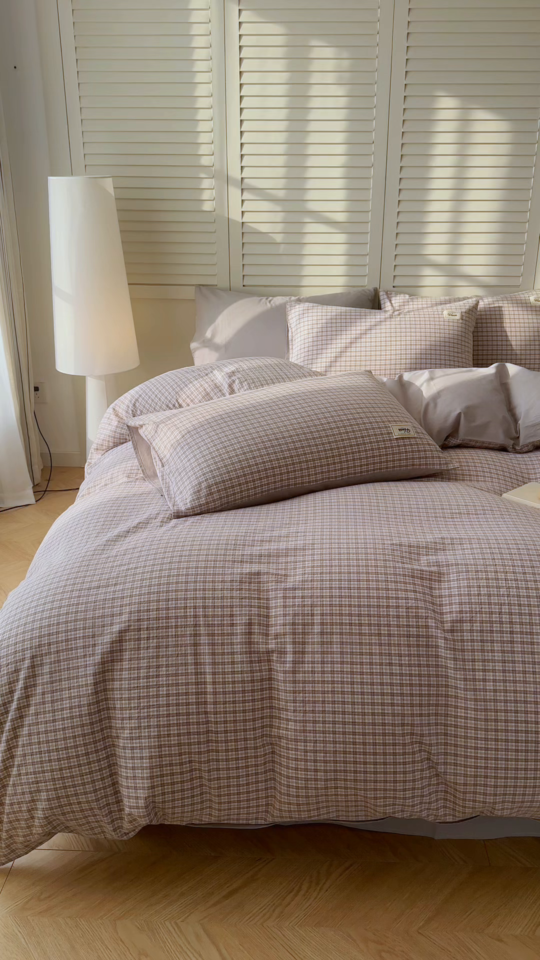 91家纺网 家纺一手货源 找家纺 木子家纺 2026春夏新款色织全棉纯棉四件套 莫里-灰