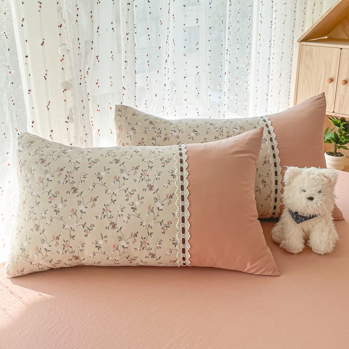 91家纺网 家纺一手货源 找家纺 （总）菲梵家纺 2026新款法式花边A类云朵棉单枕套枕套单件