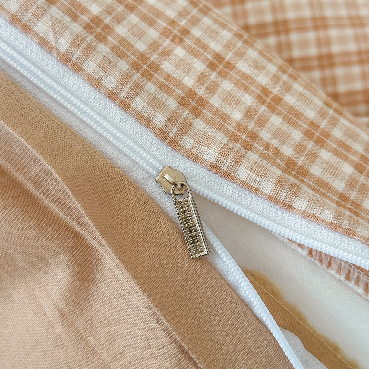 91家纺网 家纺一手货源 找家纺 木子家纺 2026春夏新款色织全棉纯棉四件套 莫里-咖