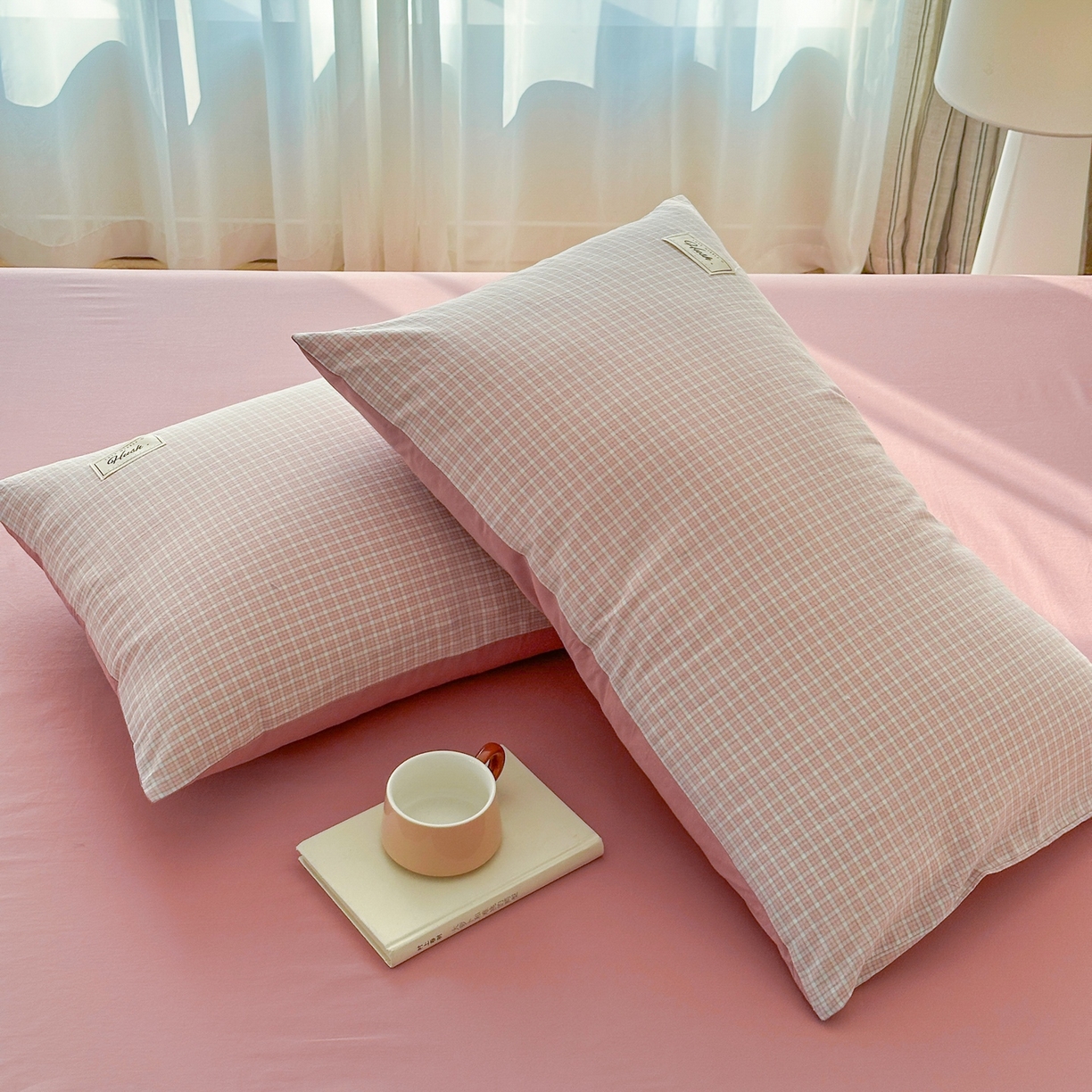 91家纺网 家纺一手货源 找家纺 木子家纺 2026春夏新款色织全棉纯棉四件套 森浅-粉