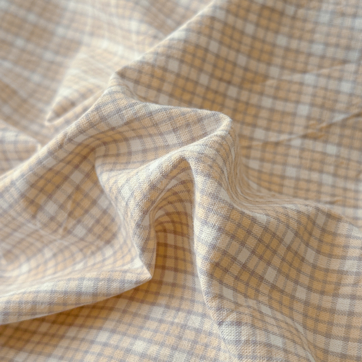 91家纺网 家纺一手货源 找家纺 木子家纺 2026春夏新款色织全棉纯棉四件套 森浅-咖